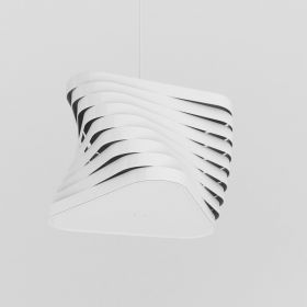 BOOMERANG design pendant light with shade made of dynamically arranged slats