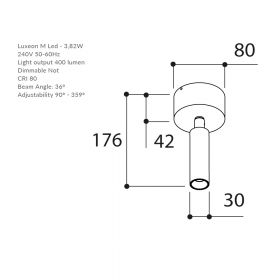 NOBEL ELBOW Rotating and swiveling LED ceiling spotlight Abmessung des kleinen LED Deckenspots.