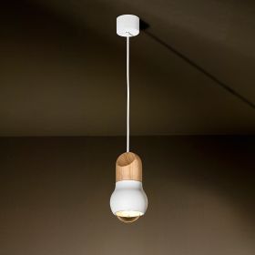 KALEBAS design pendant light with oak wood Pendeleuchte im skandinavischem Design. Halterung aus Holz und Metall wei.