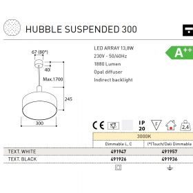HUBBLE Design Pendelleuchte in Schwarz oder Wei Abmessung der kleinen Pendelleuchte.