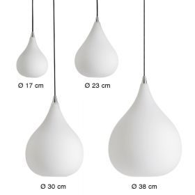 TROPFEN Opalglas Pendelleuchte tropfenfrmig Grenvergleich der verschiedenen Durchmesser.