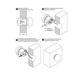 CHROMOS Small 1W LED wall light Montage-Anleitung der Einbauleuchte.
