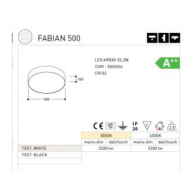 FABIAN Flache LED Deckenleuchte Abmessung und Lumen Deckenleuchte mit 50 cm.