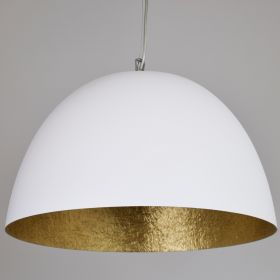 H2O Halbkugel-Pendelleuchte mit goldener Innenseite Aussenfarbe strahlend Wei. Justierbare Halterung.