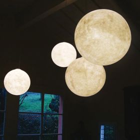 LUNA moon lamp made of white synthetic resin in four sizes