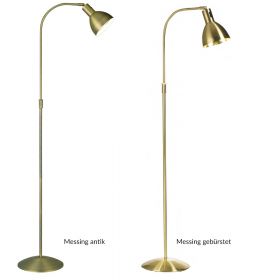 RABBIT Height-adjustable floor lamp with movable shade Die Stehleuchte in den Messing-Oberflchen.