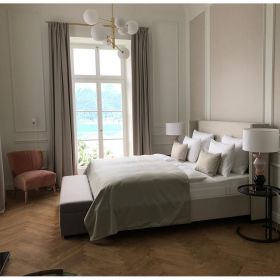 ATOM Minimalistischer Kronleuchter mit Kugelglas Elegante und dekorative Leuchte fr das Schlafzimmer.