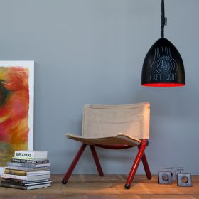 FLOWER S LAVAGNA pendant light with blackboard lacquer Pendelleuchte mit schwarzem Schiefer-Finish zur Beschriftung mit Kreide.