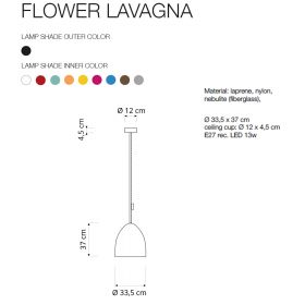 FLOWER S LAVAGNA pendant light with blackboard lacquer Abmessung und Farben der Pendelleuchte.