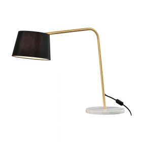 EXCENTRICA Sweeping table lamp with textile shade and marble base