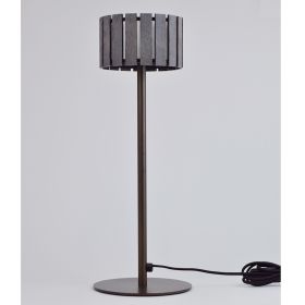 LUZ OCULTA WOOD Special table lamp with wooden paneling Tischleuchte in small, mit Bronze-Fu.
