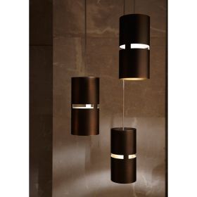 LUZ OCULTA METAL Cylindrical pendant light in brass or bronze Kleine zylindrische Pendelleuchte.