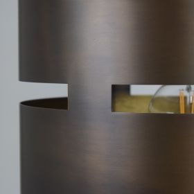 LUZ OCULTA METAL Cylindrical pendant light in brass or bronze Dunkle bronzefarbene Oberflche der Leuchte.