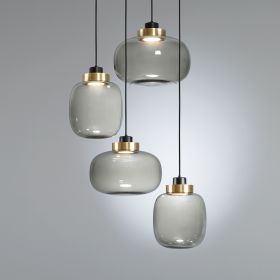 LEGR 4-piece cascade smoked glass pendant light with LED