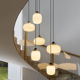 LEGR 4-piece cascade smoked glass pendant light with LED Beleuchtung des Treppenauges der Pendelleuchte.