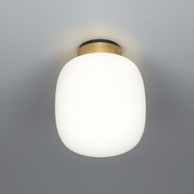 LEGR Glas-Deckenleuchte mit LED in zwei Gren Italienische Design-Deckenleuchte, hier Opalglas und Messing.