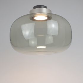 LEGR Glas-Deckenleuchte mit LED in zwei Gren Die Deckenleuchte mit Rauchglas. Halterung in Perlgrau.