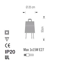 TALI floor lamp in white or beige Abmessungen der Tischleuchte TALI.