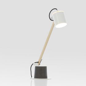 PLUME Flexible desk lamp from Spain Bewegliche Schreibtischleuchte aus Metall und Holz.