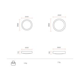 IDA LED Runde, flache Deckenleuchte aus Keramik