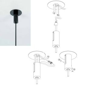 HANGING ROUNDS Auergewhnliche Design-Hngeleuchte Schlichter, zylindrischer Deckenbaldachin mit versteckter Rotations-Konstruktion.