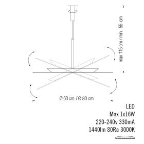 HANGING ROUNDS Auergewhnliche Design-Hngeleuchte Abmessung der scheibenfrmigen Deckenleuchte.