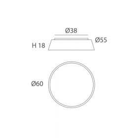 DRUM Large round ceiling light Abmessungen der 60cm Version.