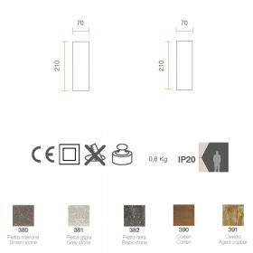 LONA ceramic wall light Abmessung der lnglichen Wandleuchte.