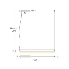 ESPADA Elegante LED Hngeleuchte - 100 cm Abmessungen der 100 cm langen Leuchte.